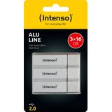 (Intenso) Alu Line USB-stick - 16GB - USB 2.0 - zilver - 3-PACK