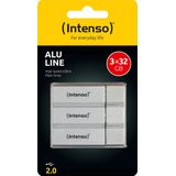 Intenso Alu Line USB-stick - 32GB - USB 2.0 - Zilver - 3-Pack