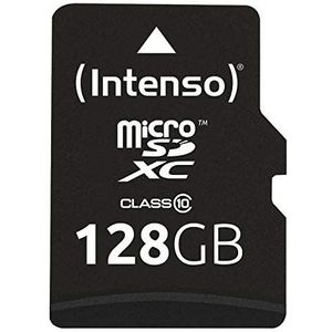 Intenso microSDXC-kaart 128 GB, klasse 10 (R) 25 MB/s, (W) 10 MB/s, SD-adapter, blisterverpakking