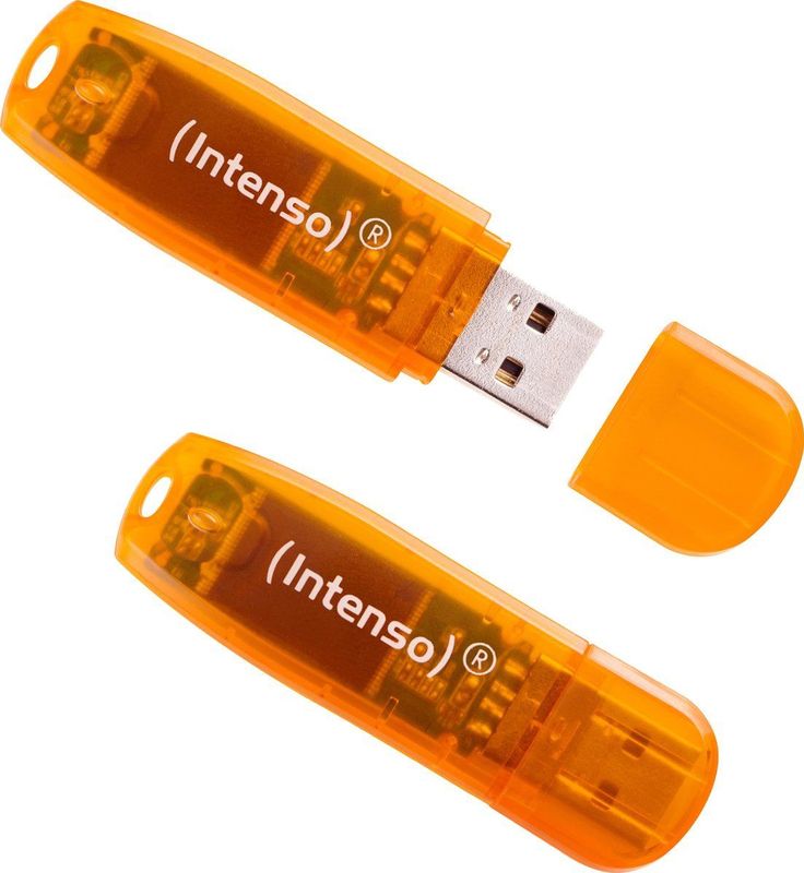 (Intenso) Rainbow Line USB stick - 64GB - USB 2.0 - oranje - 2-pack