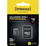 Intenso 16GB microSDHC Performance microSD-kaart 16 GB Class 10 UHS-I Waterdicht