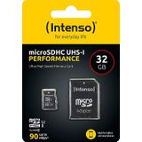 Intenso 32GB microSDHC Performance microSD-kaart 32 GB Class 10 UHS-I Waterdicht