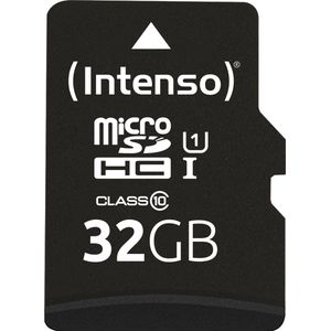 Intenso microSDHC-kaart 32 GB, prestatie, klasse 10, U1 (R) 90 MB/s, (W) 10 MB/s, SD-adapter, bliste
