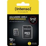 Intenso 512GB microSDXC Performance microSD-kaart 512 GB Class 10 UHS-I Waterdicht