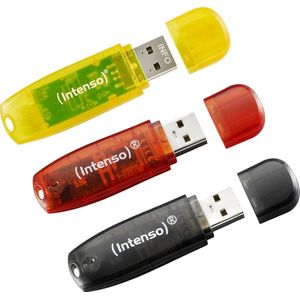 Intenso Rainbow Line 3x32 GB USB-Stick USB 2.0, gelb, rot und schwarz