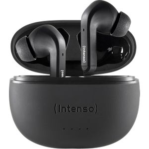 Intenso T300A In Ear headset Bluetooth Stereo Zwart Noise Cancelling Indicator voor batterijstatus, Headset, Oplaadbox, Touchbesturing