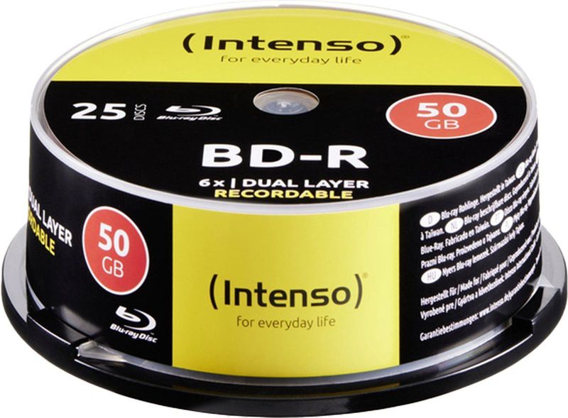 Intenso Blu-ray BD-R DL Disc 50 GB - 25 Stuks Spindel