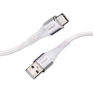 Intenso USB-kabel A315C, USB-A naar USB-C data- en oplaadkabel, Quick Charge met maximaal 60 watt, nylon, 1,5 meter, wit