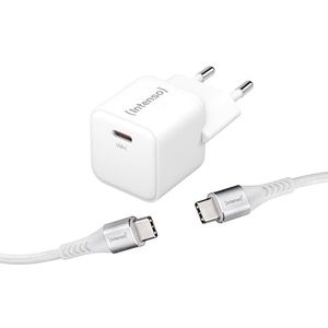 Intenso W30C GaN Kit adaptateur secteur USB-C avec technologie GaN et câble de données USB-C vers USB-C Blanc