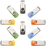 Intenso Basic Line 10x 8 GB USB-Sticks USB 2.0 mit praktischen Beschriftungsetiketten, Gelb, Grün, Schwarz, Blau + Orange, mit silbernem Metallbügel, 10er Pack