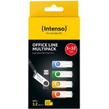Intenso - Office Line - USB-stick - Veelkleurig - 32GB - Multipack x5