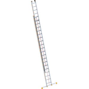 Layher Aluminium optrekladder, 2-delig, uittrekbaar, incl. dwarsbalk, 2 x 20 sporten