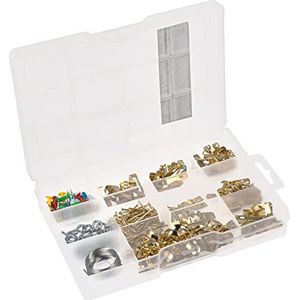 Connex 293 stuks fotohaken en accessoires - voorgesorteerd in praktische kunststof doos - universeel inzetbaar - voor fotolijsten / opbergdoos / DP8500115