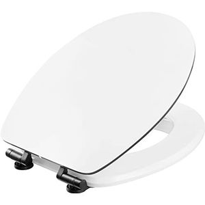 Cornat Wc-bril Prime ""White Matt Steel"" - Aantrekkelijk design - Hoogwaardige houten kern - softclosemechanisme & snelle bevestiging - comfortabel zitgevoel - wit/toiletbril/wc-deksel / KSWMSSC00
