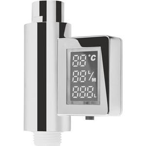Cornat Verbruiksmeter ""Smartly"" - met digitaal display - verchroomd - 3 verbruiksindicatoren & LED-kleurwissel-weergave - verbruiksindicator/ECO-douchekop voor douche & bad / TECB3394