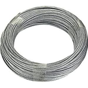 Connex DY2701385 staalkabel met textielvezelkern, 20 m x 4 mm, verzinkt