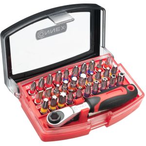 Bit-Satz, 32 tlg. , mit Mini-Knarre 1/4 Zoll, Eigenlabel