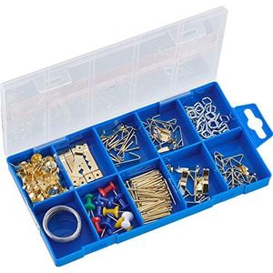 Connex DP8500058 Assortiment fotohaken, 200-delig, ophanghaakjes en accessoires in set, voorgesorteerd in praktische kunststof doos, universeel inzetbaar, hanger voor fotolijstjes, assortimentsdoos