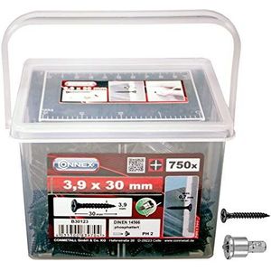 Connex - Snelbouwschroeven - 3,9 x 30 mm - 750 Stuks - Zwart Gefosfateerd