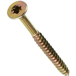 Connex - Universele Schroeven - 5,0 x 60 mm - 195 Stuks - Verzonken Kop - TX-Aandrijving - Geel Verzinkt