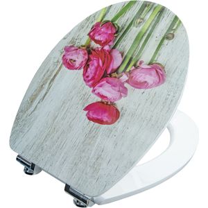 Cornat - Bloemgroet - Toiletbril - Wit - Houten Kern - Softclose Mechanisme