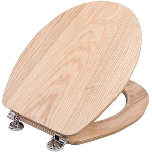 Wc-bril Toiletbril Sluitingsmechanisme MDF Metalen Scharnieren RVS Houten Toiletzitting Steen Bladeren