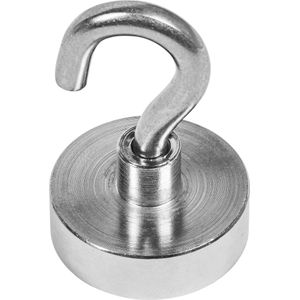Connex Neodymium potmagneet - met schroefhaken - Ø 25 x 8 mm - 1 stuk - Extra sterke magneet - 21 kg hechtkracht - Voor huishouden, werkplaats en auto/powermagneet met haken/magneethaken /