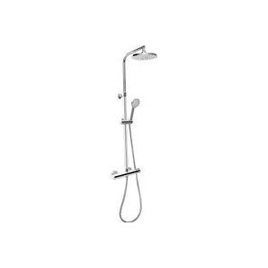 CORNAT Duschsystem »""Perfect Neo"" - verchromt - Thermostatarmatur - Variables Steigrohr«, Handbrause mit 5 Strahlarten: Normal-, Soft-, Massage - Anti-Kalk