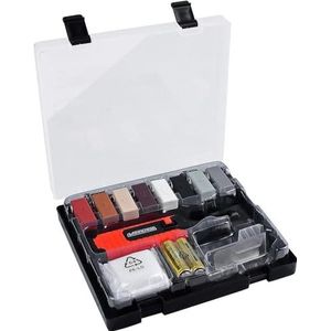 Werkzeyt Reparatieset voor tegels 14-delig - 8 verschillende kleuren - Incl. wassmelter, schaaf & schuurspons - Geschikt voor alle soorten gladde oppervlakken/Reparatiekit voor steen / B27692