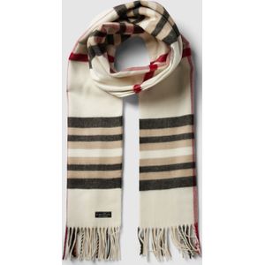 FRAAS Geruite sjaal voor dames en heren, van puur kasjmier, 53 x 200 cm, zachter dan kasjmier, geruit, winterdeken, made in Germany, offwhite, één maat, gebroken wit