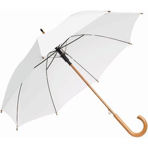 Rainmaster paraplu met houten handvat - wit scherm - D103 cm