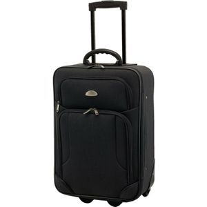 Cabine handbagage reis trolley koffer - skate wielen - 55 x 35 x 20 cm - zwart - Handbagage koffers