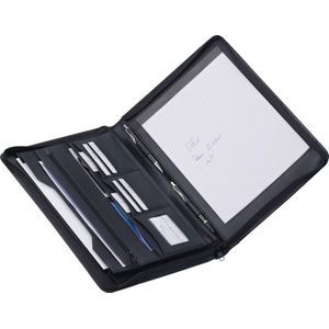 Dermata Schrijfmap A4 Rits Nappaleer 2645N Zwart
