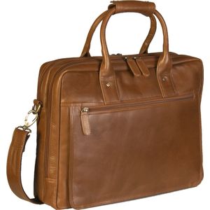 Dermata Aktetas leer 39 cm laptop compartiment cognac