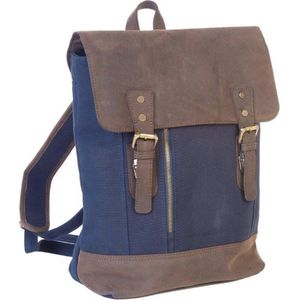 Dermata Rugtas Leer Met Canvas 2842CV Blauw/Bruin