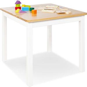 PINOLINO Fenna Kindertafel van massief hout, tafelhoogte 51 cm, voor kinderen van 2 tot 7 jaar, wit gelakt en transparant