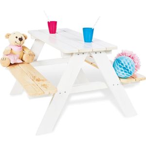 Pinolino Kinderpicknicktafel met Bank Nicki Für 4 Hout Wit