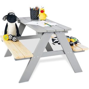 Pinolino Kinderpicknicktafel met Bank Nicki Für 4 Hout Grijs