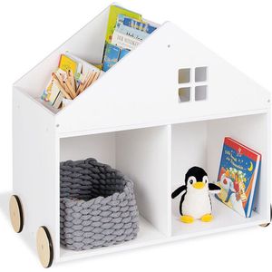 Children's Bookshelf on Wheels 'Hus', wit