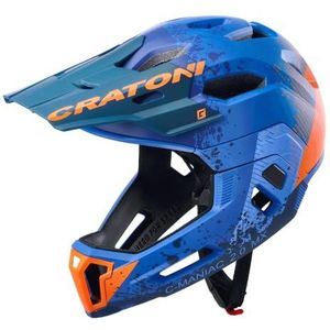 Cratoni Uniseks C-Maniac helm voor volwassenen, blauw/oranje mat, L