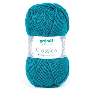 Gründl Classico wol (Oeko-Tex® gecertificeerd, 50% scheerwol (merino) en 50% polyacryl, 50 g/120 m, naalddikte 3,5-4,5, 1 x 50 g bollen) petrol