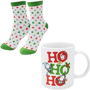Sheepworld Tassen-Socken-Set bestehend aus einer Tasse mit Motivdruck: ""HO HO HO"" und einem Paar Socken in Größe 36-40