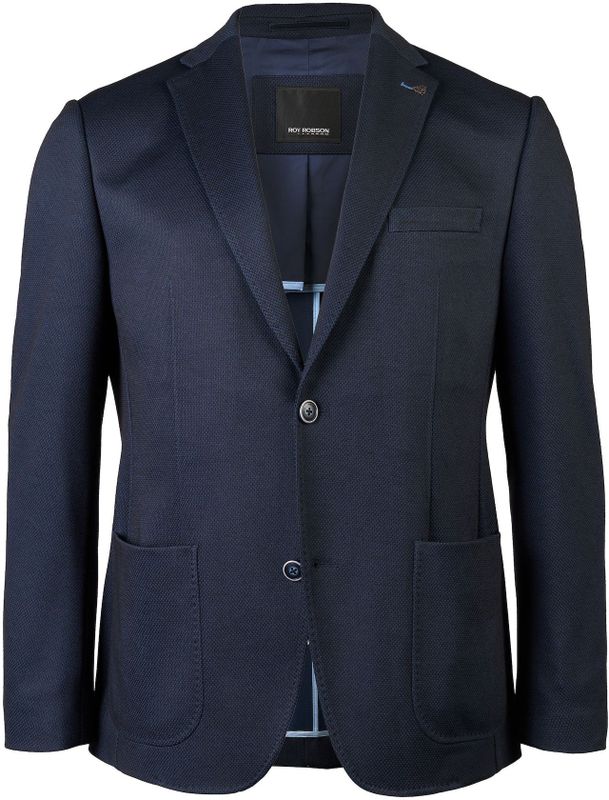 Roy Robson - Colbert - Donkerblauw - Geruit - Polyester/Viscose/Elastaan