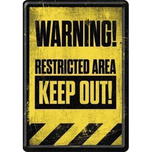 Warning ! Restricted Area Metalen  Postcard 10 x 14 cm.