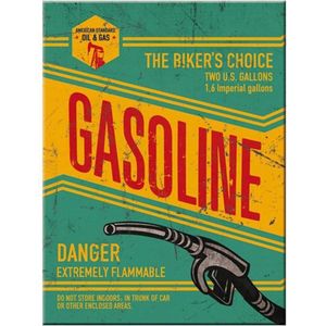 Biker's Choice Gasoline.  Koelkastmagneet 8 cm x 6 cm.