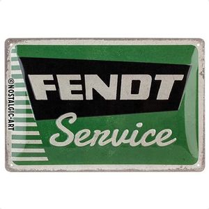 Nostalgic-Art Vintage bord Fendt - Service - cadeau-idee voor tractorfans, metaal, retro design voor decoratie, 20 x 30 cm, 22344