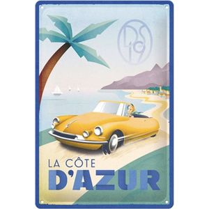 Nostalgic-Art Metalen Retro Bord, DS – La Cote D'Azur DS19 – Geschenkidee voor autoliefhebbers, van metaal, Vintage ontwerp voor decoratie, 20 x 30 cm