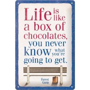 Nostalgic-Art Forrest Gump Retro metalen bord 20 x 30 cm chocolade cadeau-idee voor filmliefhebbers officieel gelicentieerd product (OLP) vintage metaal