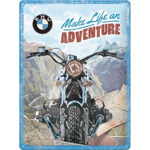 Nostalgic-Art Metalen Retro Bord, BMW – Make Life an Adventure – Geschenkidee voor autoliefhebbers, van metaal, Vintage ontwerp voor deco, 30 x 40 cm