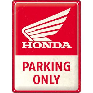 Nostalgic-Art Metalen Retro Bord, Honda MC – Parking Only – Geschenkidee voor motorfans, van metaal, Vintage ontwerp voor decoratie, 30 x 40 cm